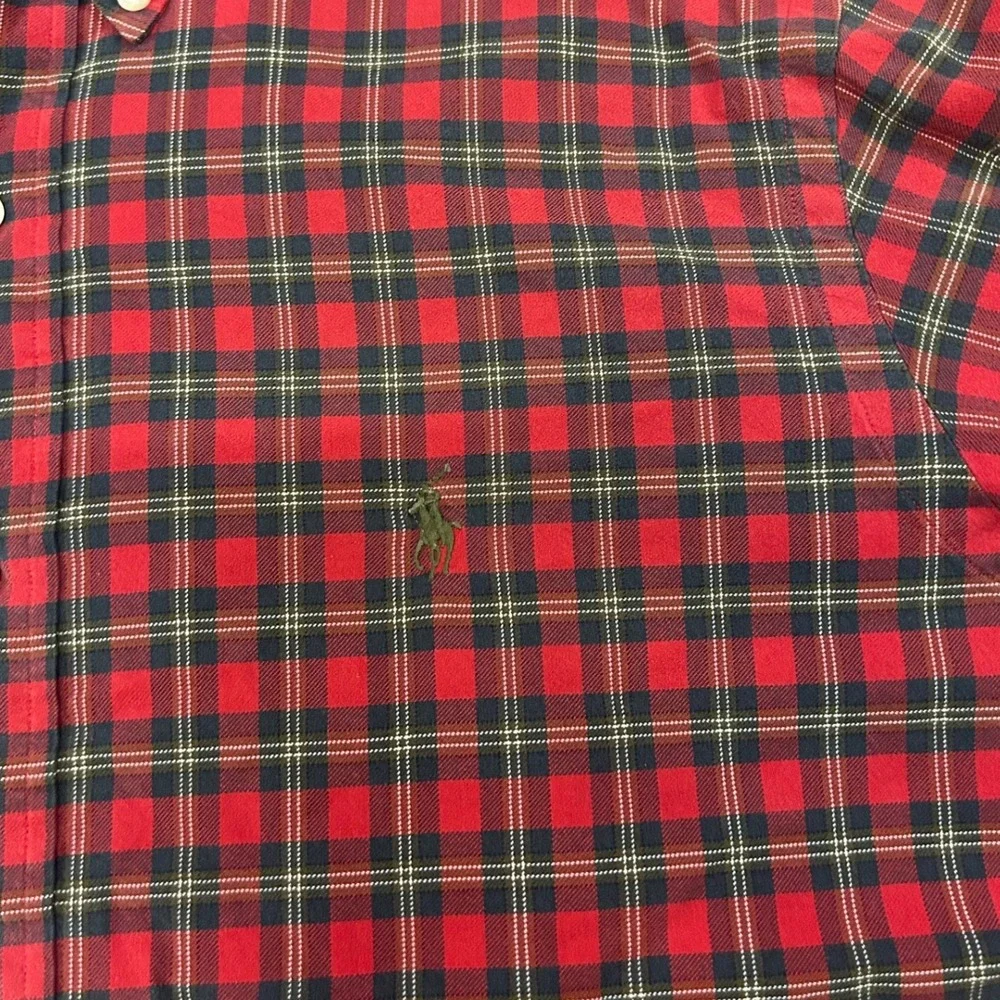 Ralph Lauren Men Large Red Black Plaid Classic Fit Button Down Shirt Long Sleeve